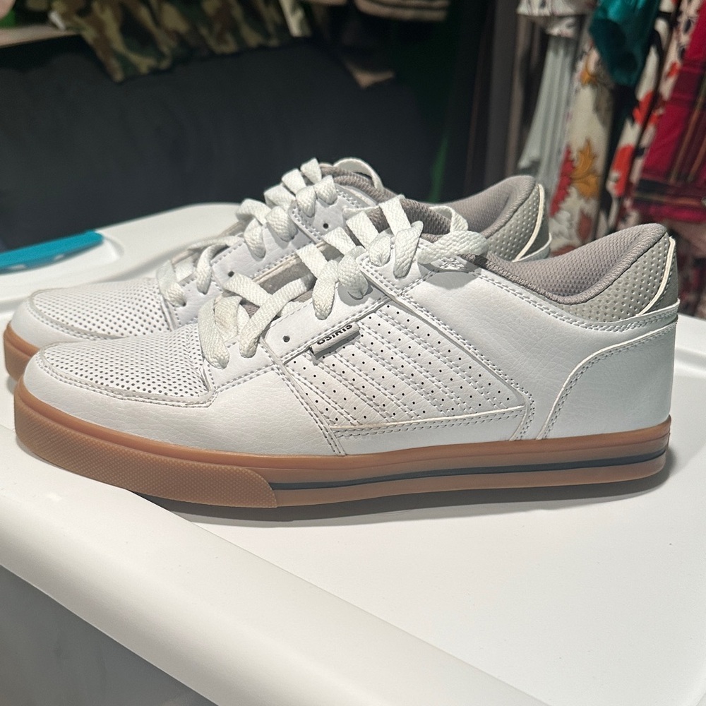 Osiris Mens Sz 10 White Gray and Gum Sneakers